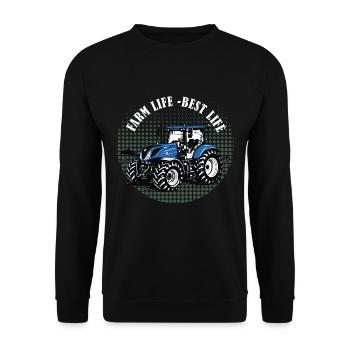 Vie à la ferme – Blue Tractor Vintage Halftone - Sweat-shirt Unisexe - noir - Devant - Alina (178cm) & Michal (187cm)