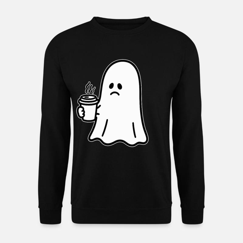 Geist Kaffee Halloween Süßes oder Saures - Unisex Pullover - Schwarz