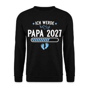 Ich werde Papa 2027 – Schwangerschaft verkünden - Unisex Pullover - Schwarz - Vorne - Alina (178cm) & Michal (187cm)