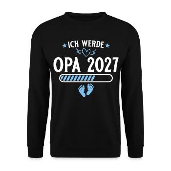 Ich werde Opa 2027 – Schwangerschaft Verkündung - Unisex Pullover - Schwarz - Vorne - Alina (178cm) & Michal (187cm)