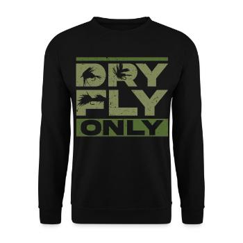 Fliegenfischen Fliegenangler Dry Fly Only - Unisex Pullover - Schwarz - Vorne - Alina (178cm) & Michal (187cm)