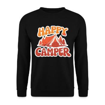 Campeur heureux – Motif de tente - Sweat-shirt Unisexe - noir - Devant - Alina (178cm) & Michal (187cm)