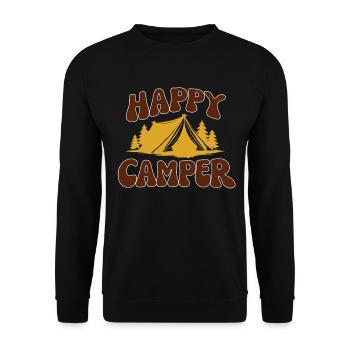 Happy Camper  - Unisex Pullover - Schwarz - Vorne - Alina (178cm) & Michal (187cm)