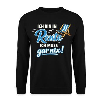 Rente Ich Muss Gar Nix Geschenk Männer - Unisex Pullover - Schwarz - Vorne - Alina (178cm) & Michal (187cm)