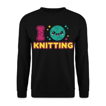 Kawaii Knitting Wool Heart - Unisex Sweatshirt - black - Front - Alina (178cm) & Michal (187cm)
