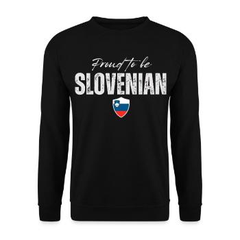 Proud Slovenian, hergestellt in Slowenien - Unisex Pullover - Schwarz - Vorne - Alina (178cm) & Michal (187cm)