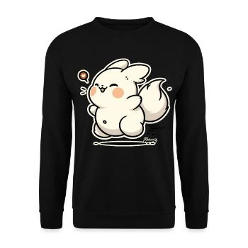 Kawaii Happy Bunny Sticker - Unisex Sweatshirt - black - Front - Alina (178cm) & Michal (187cm)
