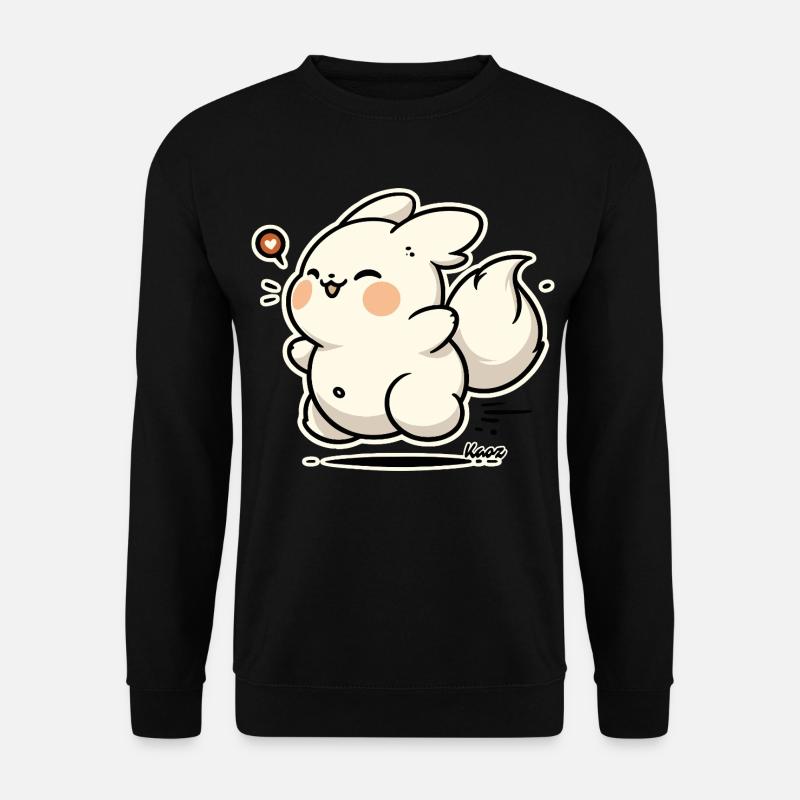 Kawaii Happy Bunny Aufkleber - Unisex Pullover - Schwarz