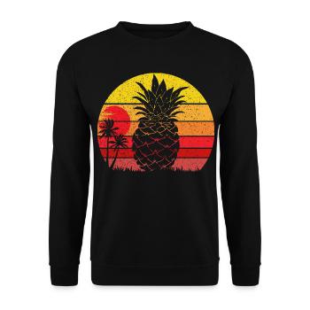 Coucher de soleil de plage vintage d’été à l’ananas - Sweat-shirt Unisexe - noir - Devant - Alina (178cm) & Michal (187cm)