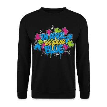 In April we wear Blue - Unisex Sweatshirt - black - Front - Alina (178cm) & Michal (187cm)