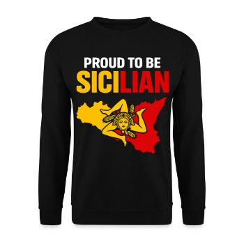 Stolz Sicilianer – Sizilien Farbblock - Unisex Pullover - Schwarz - Vorne - Alina (178cm) & Michal (187cm)