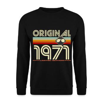 Originalausgabe von 1971 Retro - Unisex Pullover - Schwarz - Vorne - Alina (178cm) & Michal (187cm)