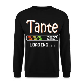 Werdende Tante 2027 loading ich werde Tante - Unisex Pullover - Schwarz - Vorne - Alina (178cm) & Michal (187cm)