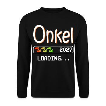Werdender Onkel 2027 loading ich werde Onkel - Unisex Pullover - Schwarz - Vorne - Alina (178cm) & Michal (187cm)