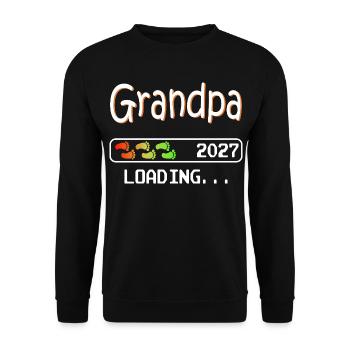 Grandpa-to-be 2027 loading future grandfather - Unisex Sweatshirt - black - Front - Alina (178cm) & Michal (187cm)