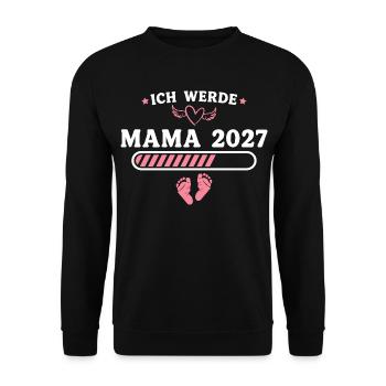 Ich werde Mama 2027 – Schwangerschaft Verkündung - Unisex Pullover - Schwarz - Vorne - Alina (178cm) & Michal (187cm)