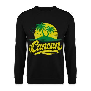 Cancun Retro Palm Trees Holiday Souvenir - Unisex Sweatshirt - black - Front - Alina (178cm) & Michal (187cm)