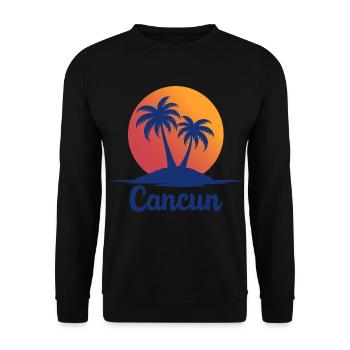Cancun Retro Palm Trees Holiday Souvenir - Unisex Sweatshirt - black - Front - Alina (178cm) & Michal (187cm)