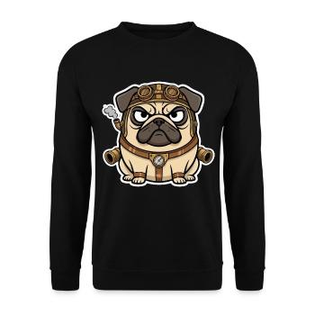 Pug Dog Steampunk Steam Booster - Unisex Sweatshirt - black - Front - Alina (178cm) & Michal (187cm)