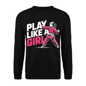 Maillot de karaté pour filles – Jouez comme une fille - Sweat-shirt Unisexe - noir - Devant - Alina (178cm) & Michal (187cm)