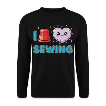 I Love Sewing Nähen - Unisex Pullover - Schwarz - Vorne - Alina (178cm) & Michal (187cm)