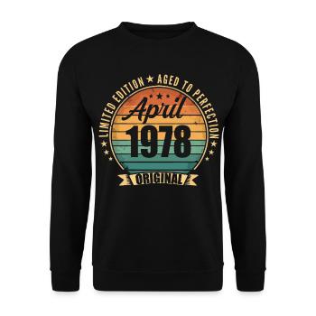 Cadeau d’anniversaire rétro vintage de Avril 1978 - Sweat-shirt Unisexe - noir - Devant - Alina (178cm) & Michal (187cm)