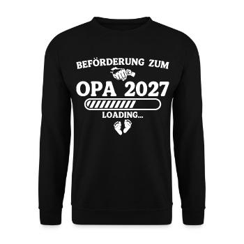 Beförderung zum Opa 2027 – Schwangerschaft - Unisex Pullover - Schwarz - Vorne - Alina (178cm) & Michal (187cm)