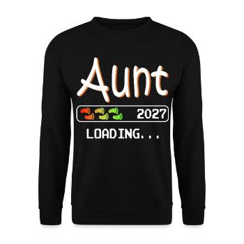 Werdende Tante 2027 loading ich werde Tante - Unisex Pullover - Schwarz - Vorne - Alina (178cm) & Michal (187cm)
