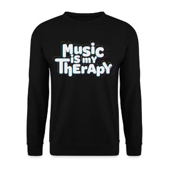 music is my therapy - Unisex Sweatshirt - black - Front - Alina (178cm) & Michal (187cm)