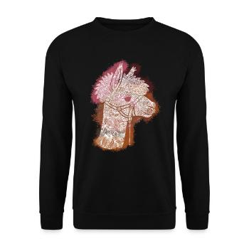 Alpaga Zentangle - Sweat-shirt Unisexe - noir - Devant - Alina (178cm) & Michal (187cm)