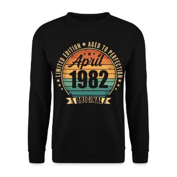 Cadeau d’anniversaire rétro vintage de Avril 1982 - Sweat-shirt Unisexe - noir - Devant - Alina (178cm) & Michal (187cm)