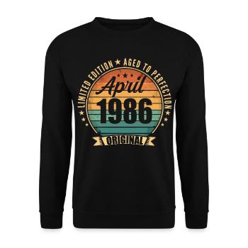 Cadeau d’anniversaire rétro vintage de Avril 1986 - Sweat-shirt Unisexe - noir - Devant - Alina (178cm) & Michal (187cm)