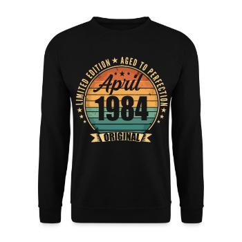 Cadeau d’anniversaire rétro vintage de Avril 1984 - Sweat-shirt Unisexe - noir - Devant - Alina (178cm) & Michal (187cm)