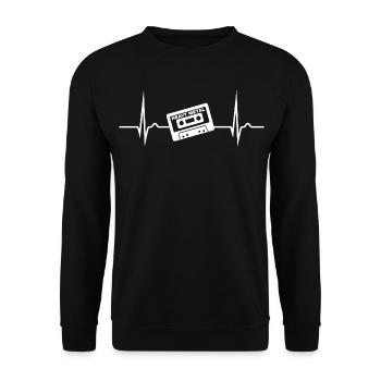 Heavy Metal Kassette EKG - Musik - Nostalgie - Unisex Pullover - Schwarz - Vorne - Alina (178cm) & Michal (187cm)