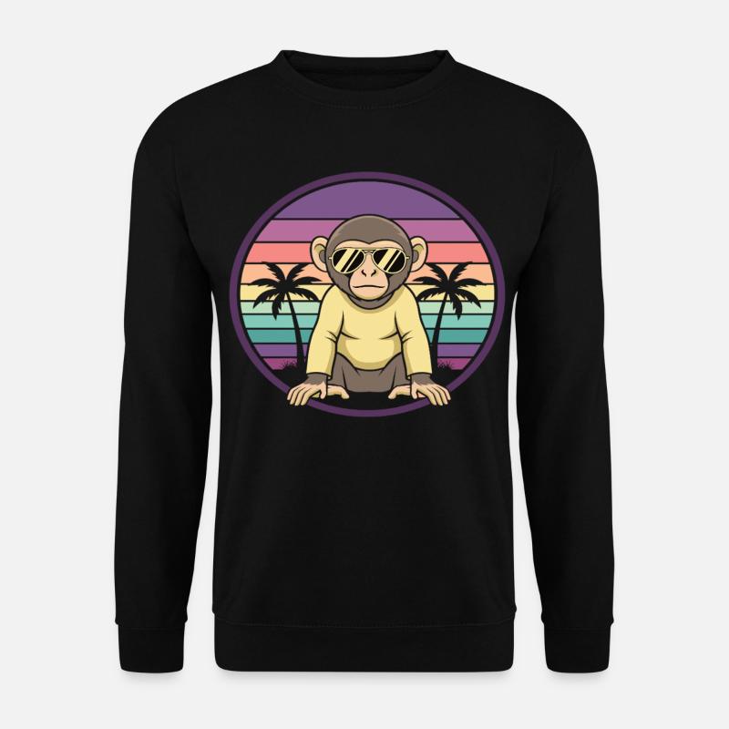 Cool Monkey Retro Summer Sunglasses - Unisex Sweatshirt - black