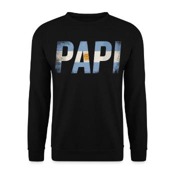 Papi Argentinien Flagge Vintage Papa - Unisex Pullover - Schwarz - Vorne - Alina (178cm) & Michal (187cm)