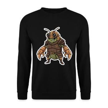 Steampunk-Krieger, gepanzerte Gottesanbeterin - Unisex Pullover - Schwarz - Vorne - Alina (178cm) & Michal (187cm)