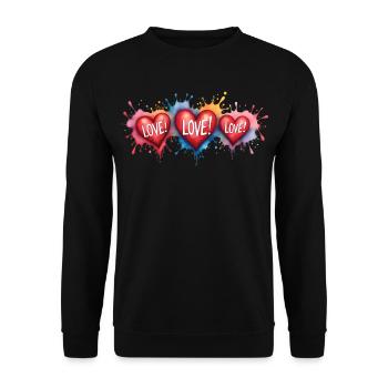 Love Text Hearts Shape Painting Print - Unisex Sweatshirt - black - Front - Alina (178cm) & Michal (187cm)
