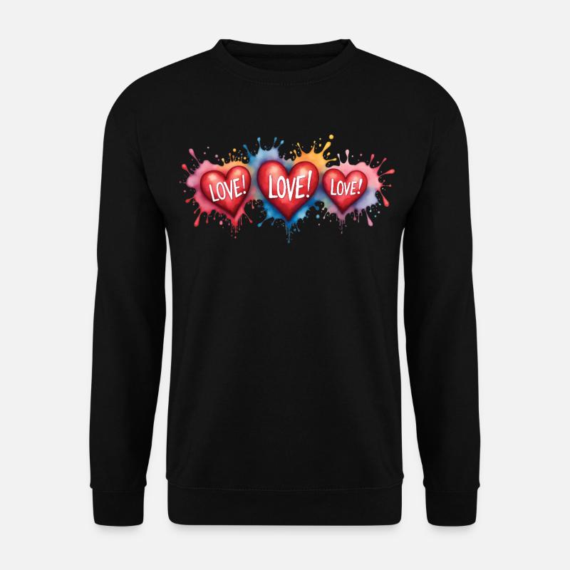 Liebestext Herzenform-Gemälde Druck - Unisex Pullover - Schwarz
