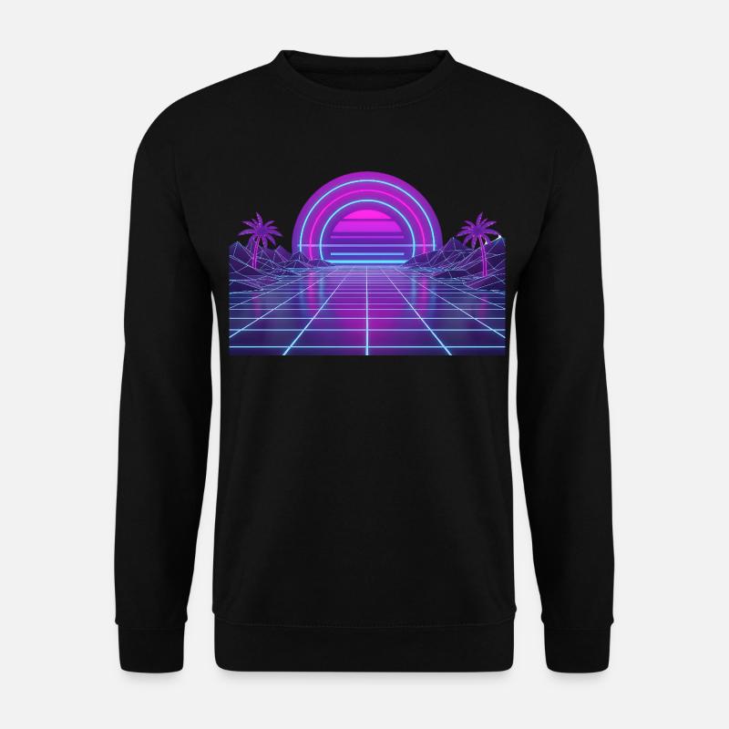 Retro Synthwave Sunset Neon Motif 80s - Unisex Sweatshirt - black