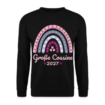Große Cousine 2027 Boho Regenbogen pastell - Unisex Pullover - Schwarz - Vorne - Alina (178cm) & Michal (187cm)