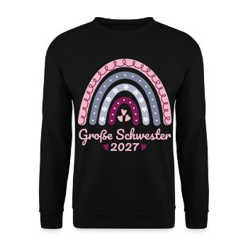 Große Schwester 2027 Boho Regenbogen pastell - Unisex Pullover - Schwarz - Vorne - Alina (178cm) & Michal (187cm)