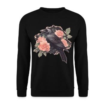 Raven with roses - Unisex Sweatshirt - black - Front - Alina (178cm) & Michal (187cm)
