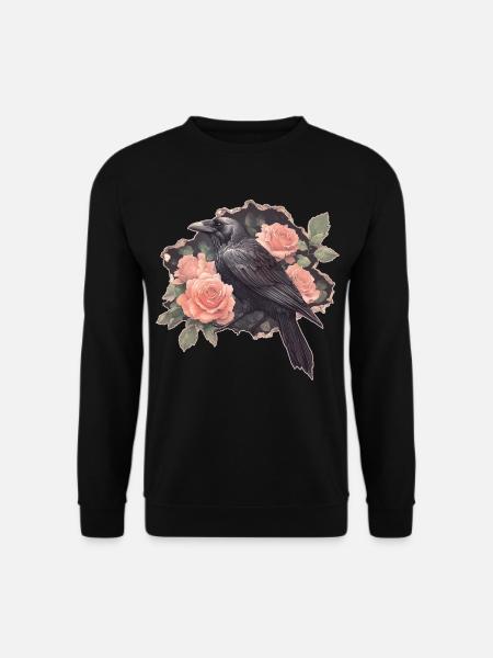 Raven with roses - Unisex Sweatshirt - black