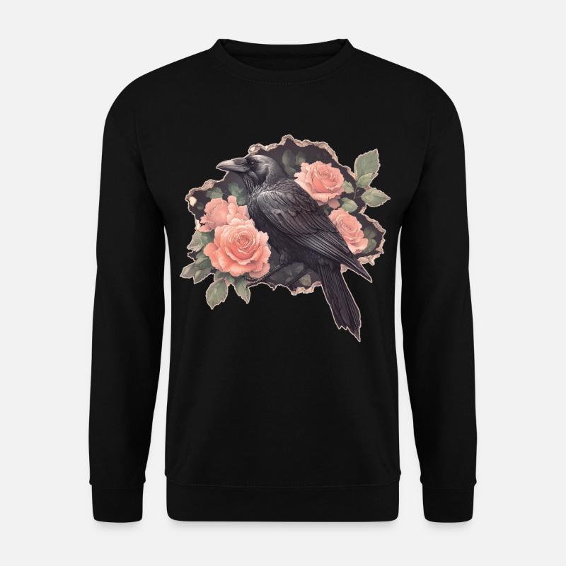 Raven with roses - Unisex Sweatshirt - black