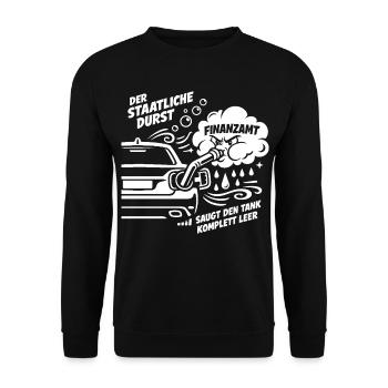 Der Staatliche Durst. Saugt Den Tank Leer - Unisex Pullover - Schwarz - Vorne - Alina (178cm) & Michal (187cm)