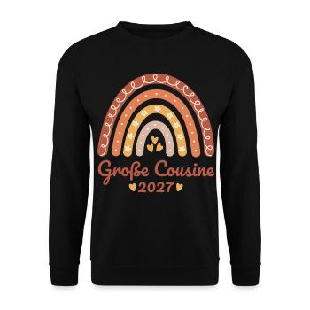 Große Cousine 2027 Boho Regenbogen - Unisex Pullover - Schwarz - Vorne - Alina (178cm) & Michal (187cm)