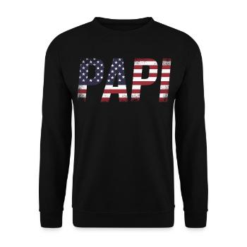 Papa USA Drapeau Papa Vintage - Sweat-shirt Unisexe - noir - Devant - Alina (178cm) & Michal (187cm)