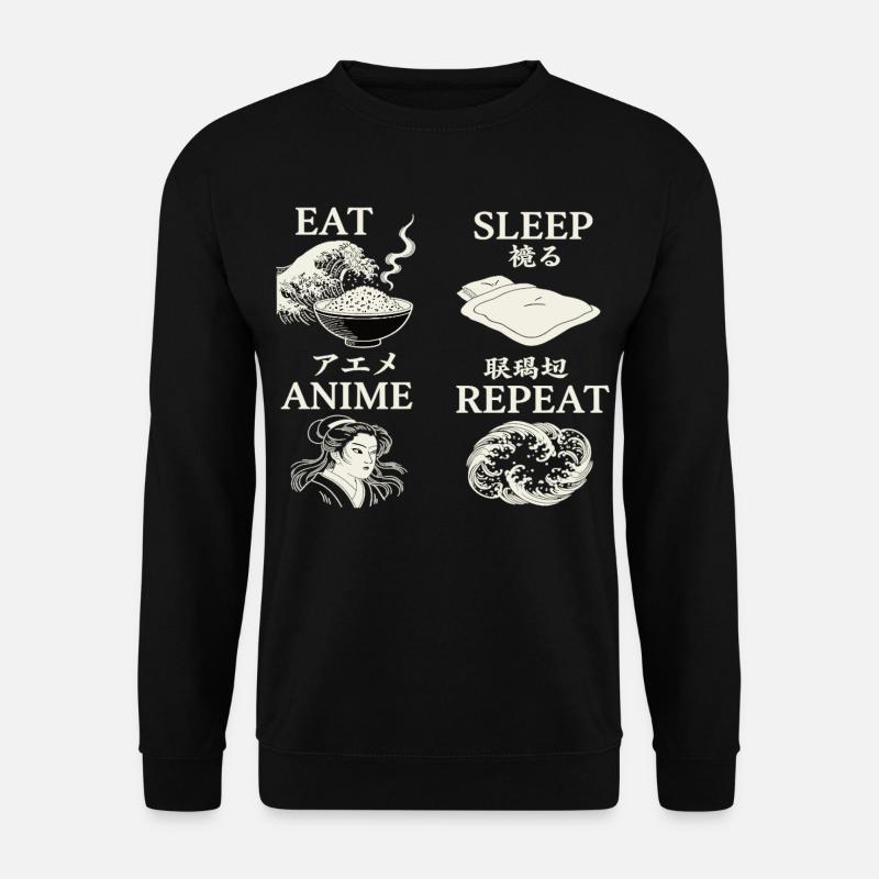 MANGER DORMIR ANIME RÉPÉTER - Sweat-shirt Unisexe - noir