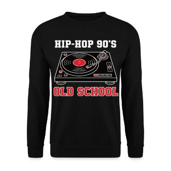 Vinyle DJ Hip-Hop des années 90 Old School - Sweat-shirt Unisexe - noir - Devant - Alina (178cm) & Michal (187cm)